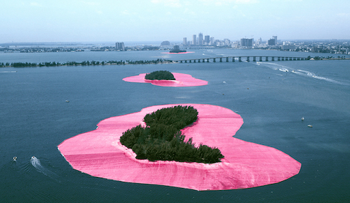 Christo and Jeanne-Claude. Surrounded Islands, Biscayne Bay, Greater Miami, Florida, 1980-83 Photo: Wolfgang Volz © 1983 Christo